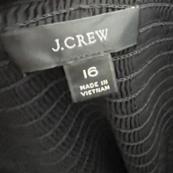 J. Crew Button Front Eyelet Midi Dress Womens 16 Black Cotton Summer Smocked - Picture 6 of 8